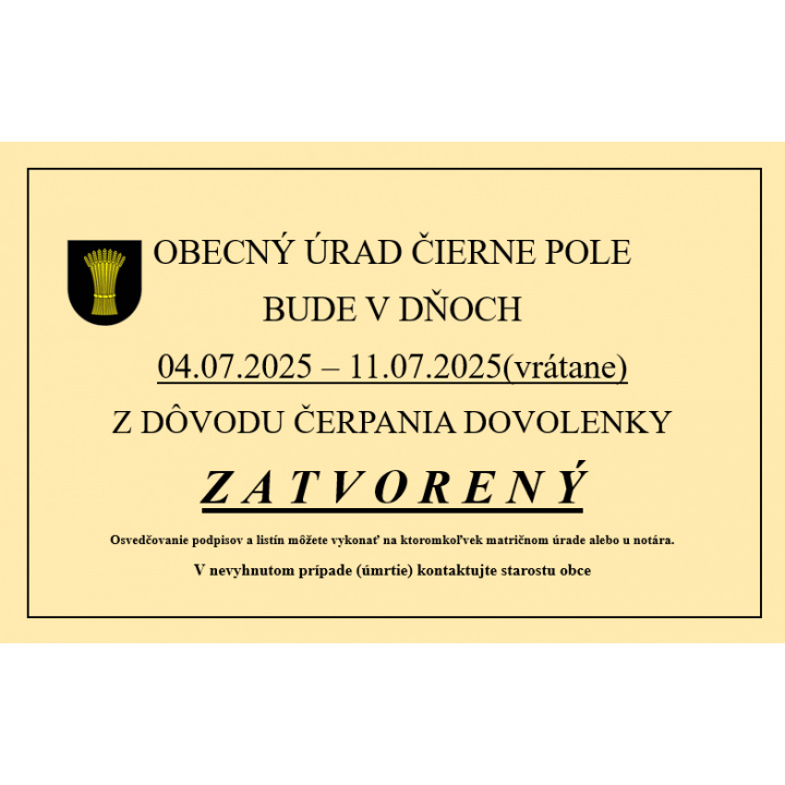 Dovolenka 04.07.2025-11.07.2025