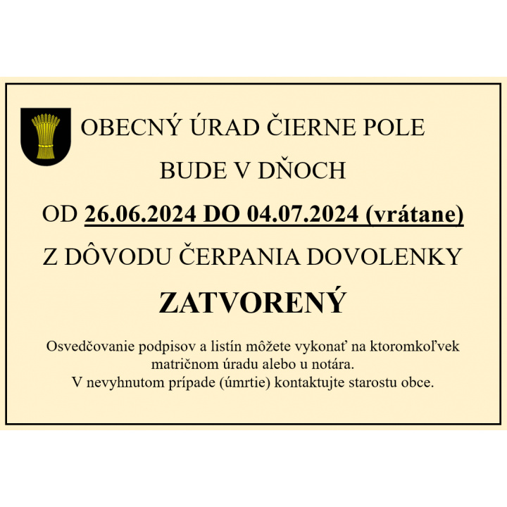 DOVOLENKA 26.06.2024-04.07.2024