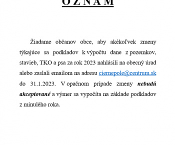 Aktuality / OZNAM - Hlásenie zmien pri výpočete dane za rok 2023 - foto