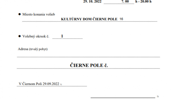 Aktuality / Oznámenie o čase a miestne konania volieb 2022 - foto