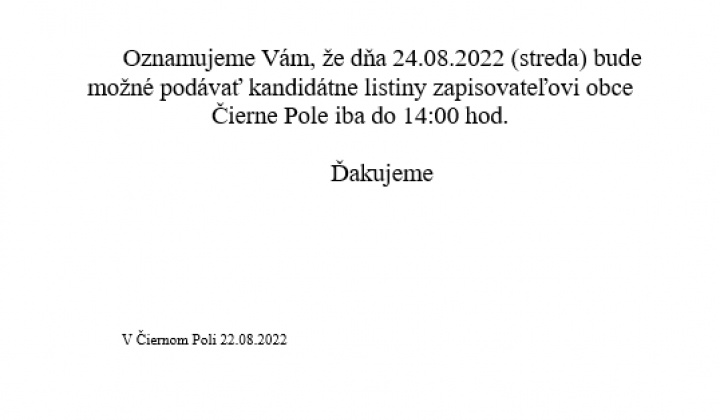 Aktuality / Oznam a informácie pre kandidátov - foto