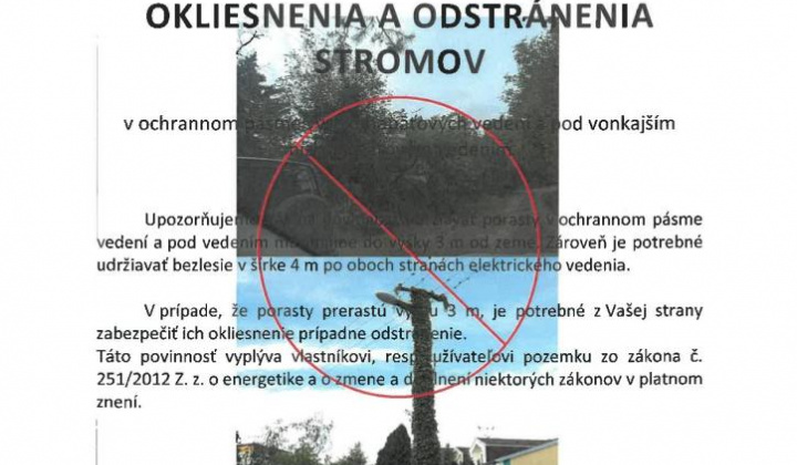 Aktuality / Oznámenia o plánovanom výrube NN, Východoslovenská distribučná, a.s. - foto