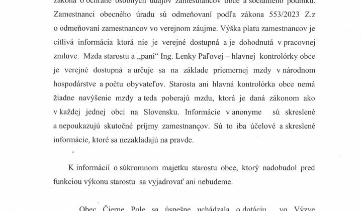 Aktuality / Stanovisko obce k anonymu  - foto