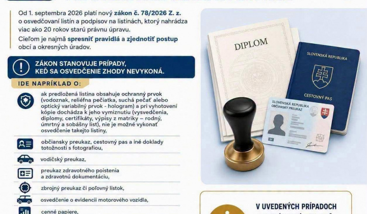 Aktuality / Nové pravidlá na overovanie podpisov a listín od 01.09.2026 - foto