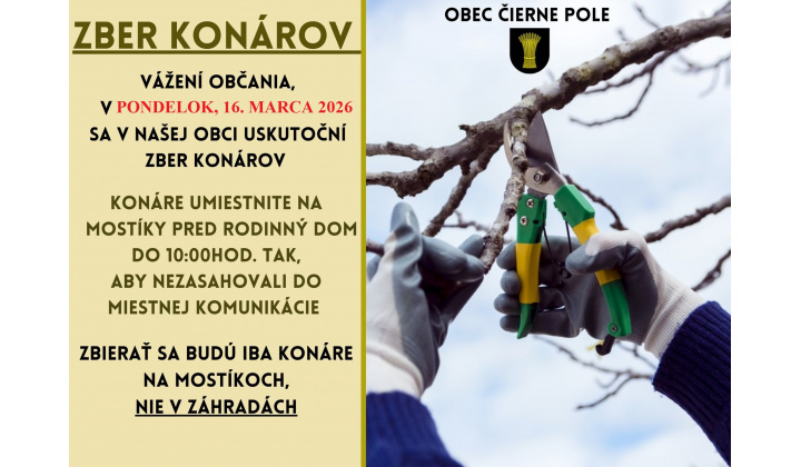 Zber konárov 16.03.2026