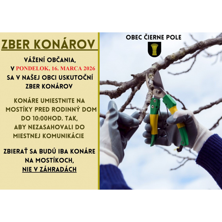 Zber konárov 16.03.2026